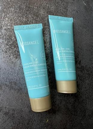 Солнцезащитный крем для кожи лица biossance squalane + zinc sheer mineral sunscreen spf 30 pa +++