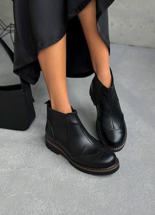 Кожаные женские ботинки ботинки челси из натуральной кожи1 фото