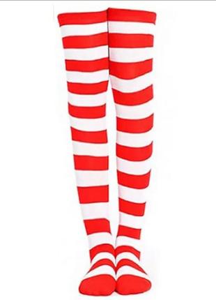 Гольфи шкарпетки смугасті біло червоні1 фото