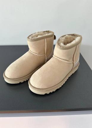 Чоботи ugg mini mustard seed lacquer (хутро)6 фото