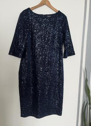 Сукня темно-синя з паєтками1 фото