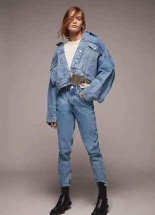 Zara джинсы мом, высокая посадка, плотные