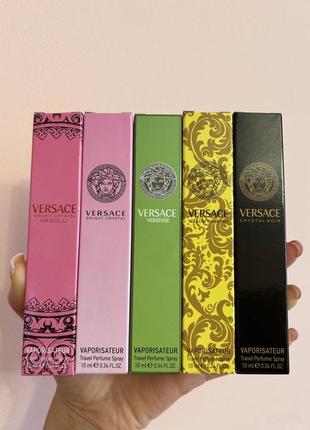 Набір парфумів versace - bright crystal, absolu, versense, yellow diamond, crystal noir 5*10 мл.🌸 парфуми, духи, туалетна вода, спрей, тестер, пробнік