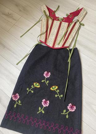 Спідниця з вишивкою в етнічному стилі, корсет