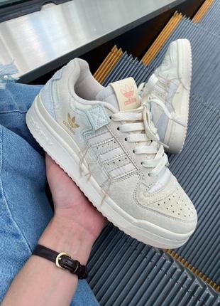 Женские кроссовки кеды adidas forum 84 low premium beige