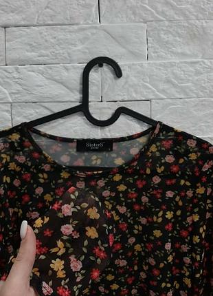 Кофтинка у сіточку з квітковим принтом 🌸🌼🌹