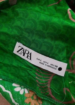 Зеленое сатиновое платье zara в бельевом стиле5 фото