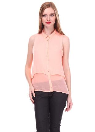 Блуза bershka персиковая (розовая) шифон (с)1 фото