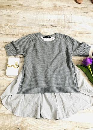 Стильна модна прошва вибита вишита french кофта сіра блуза