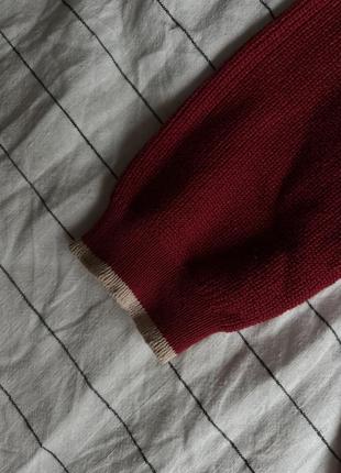 Кардиган свитер на пуговицах темно красный с воротничком3 фото