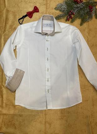 Рубашка белая на мальчика 128-134