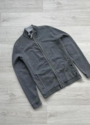 Олімпійка, светр на замок hugo boss slim fit full zip sweater grey1 фото