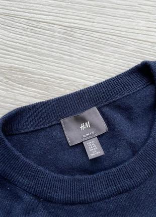 Шикарний джемпер, світшот, светр h&amp;m fine knit cotton slim fit jumper navy5 фото