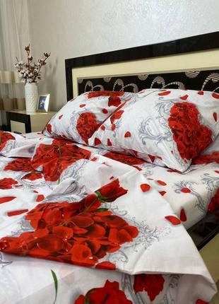 Постільна білизна бязь-люкс роза серце т1