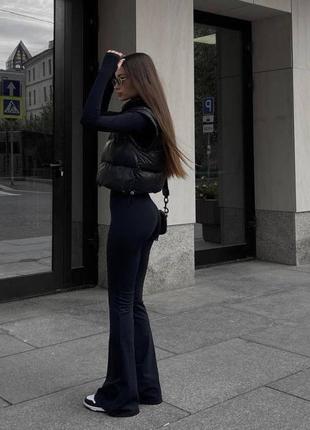 Класні обтягуючі штани брюки -лосіни кльош палаццо тренд 20243 фото