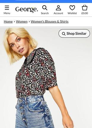 Блуза віскоза з великим коміром квітки тренд7 фото