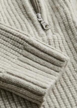 Свитер с распашной горловиной, вязаный свитер в светло-сером цвете от h&amp;m4 фото
