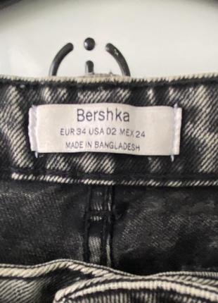 Джинсы с поясом черно серые bershka высокая посадка3 фото