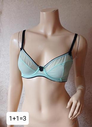 Бюстгальтер сетка, бренд h&m, размер 80д, бирюзовый и черный