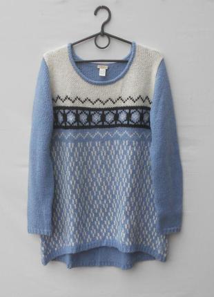Теплый мягкий свитер в орнамент с добавлением шерсти и мохера casual by ellos