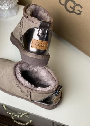 Ugg mini уггі натуральна теляча замша / шкіра ексклюзивна лімітована модель3 фото