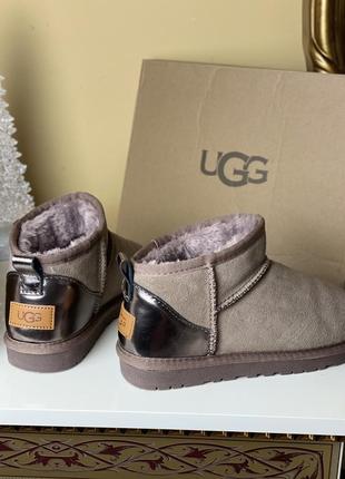 Ugg mini уггі натуральна теляча замша / шкіра ексклюзивна лімітована модель1 фото