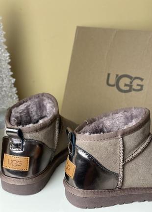 Ugg mini уггі натуральна теляча замша / шкіра ексклюзивна лімітована модель5 фото