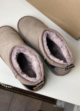 Ugg mini уггі натуральна теляча замша / шкіра ексклюзивна лімітована модель6 фото