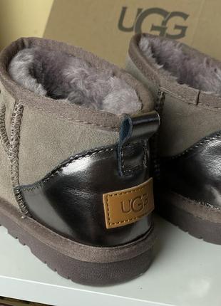 Ugg mini уггі натуральна теляча замша / шкіра ексклюзивна лімітована модель4 фото