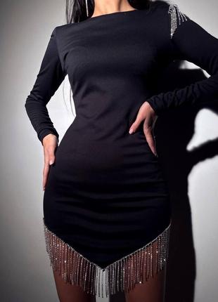 Сукня міні зі стразами5 фото