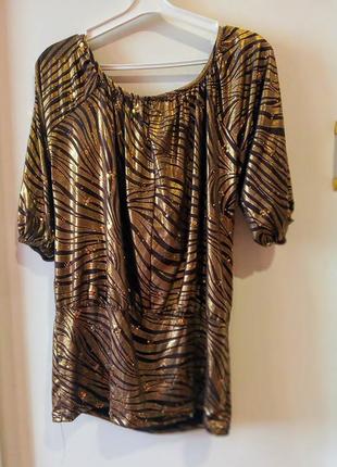 Вечернее платье туника блуза золотой принт от американского бренда сaren sport4 фото