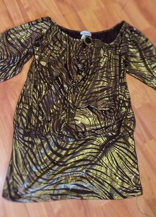 Вечернее платье туника блуза золотой принт от американского бренда сaren sport8 фото