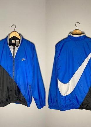 Олимпийка nike nylon big swoosh drill l-xl оригинал найк ветровка кофта-куртка