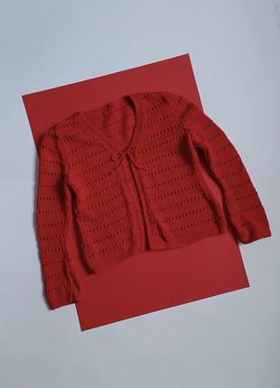 🔥 червоний кардиган накидка топ ручна робота hand made