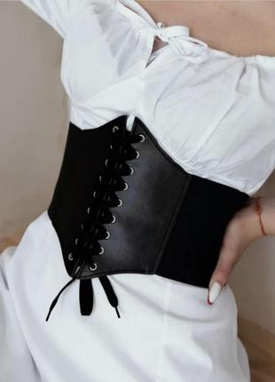 Корсет с шнуровкой черный женский стильный резинка