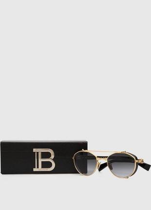Сонцезахисні окуляри в стилі balmain brigade iv чорні металеві овали класика очки uv400