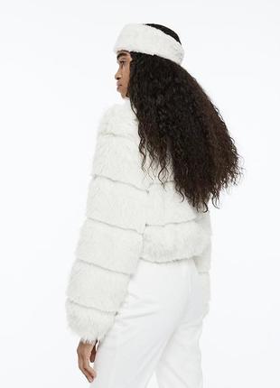 Еко-шубка, куртка-шуба вкорочена в біло-молочному кольорі від h&m6 фото