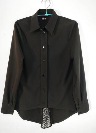 Блуза з подовженою спинкою і з мереживною вставкою. сорочка з асиметричним низом3 фото