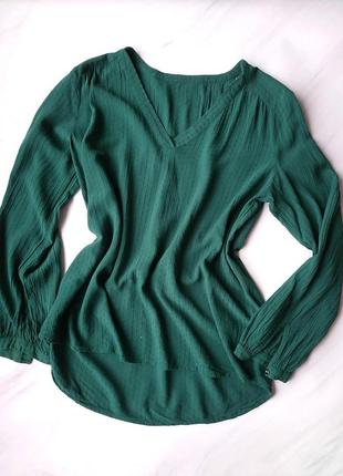 Блуза женская демисезонная свободная однотонная без бренду зелёная4 фото