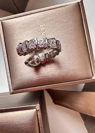 Кольцо змея змейка серебро 925 серебристое брендовое в стиле bvlgari8 фото