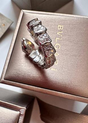 Кольцо змея змейка серебро 925 серебристое брендовое в стиле bvlgari9 фото