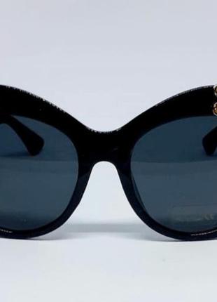 Женские солнцезащитные очки подиумные большие массивные черные в камнях2 фото