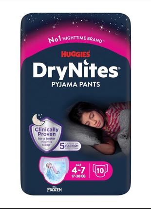 Подгузники-трусики для девочек huggies frozen drynites (17-30 кг), 10 шт.