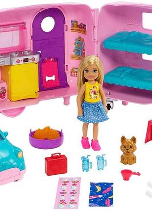 Ігровий набір barbie челсі кемпер із трейлером — club chelsea camper playset