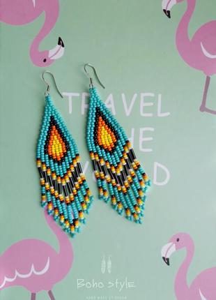 Серьги из бисера, серёжки в стиле бохо, brick stitch earrings