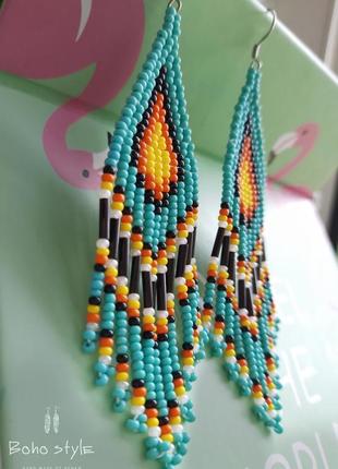 Серьги из бисера, серёжки в стиле бохо, brick stitch earrings5 фото