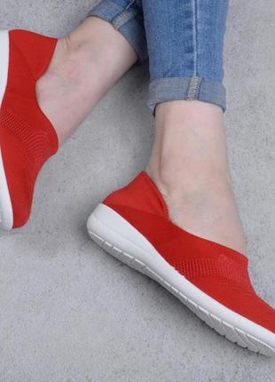 Стильные красные кроссовки из текстиля сетка летние мокасины кеды балетки2 фото