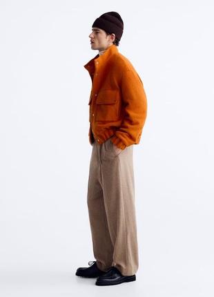 Вкорочена чоловіча помаранчева куртка з букле zara new2 фото