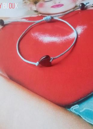 Голубой браслет из гематита сердце натуральный гематит1 фото