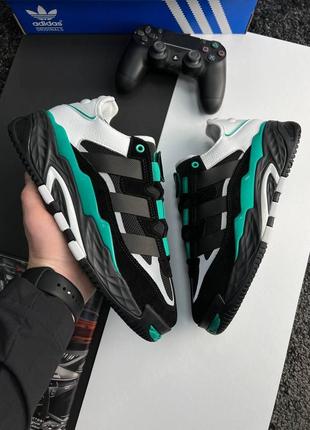 Мужские кроссовки adidas originals niteball prm black white green